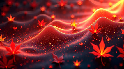 紅葉　和風抽象背景