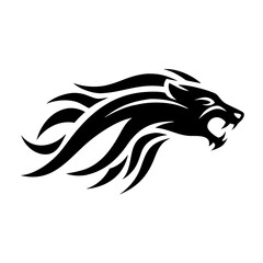 This abstract logo has a bold and elegant design, featuring flowing lines that emphasize movement and power. The tribal or vector art style makes it perfect for sports teams, equestrian businesses, ta