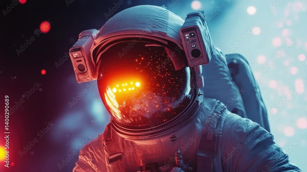 Aufkleber astronaut in space with glowing reflection and colorful cosmic backgrounds