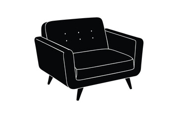 Silhouette illustration of a single-seat armchair in a sofa style.eps