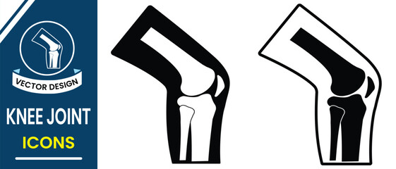 Knee joint icon, vector design. Arthritis  linear icon symbol. Silhouette of knee joint,  Painful feeling sign and symbol. Vector illustration.