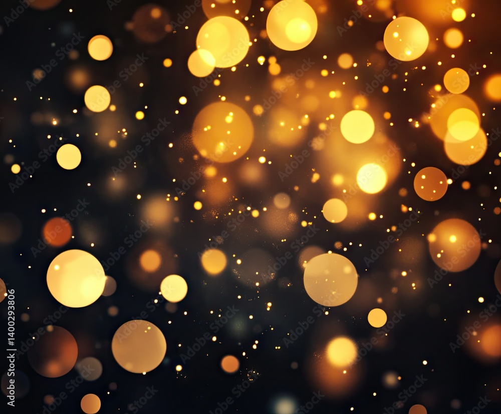 Poster a mesmerizing background of golden bokeh lights shimmering against a dark backdrop. creating a festi