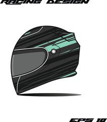 Racing helmet design featuring sleek lines and a modern aesthetic, ideal for motorsport graphics