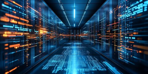 Futuristic server room technology