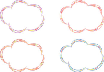 bright colorful abstract outlined shapes clouds set