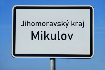 Ortsschild Jihomoravský kraj Mikulov