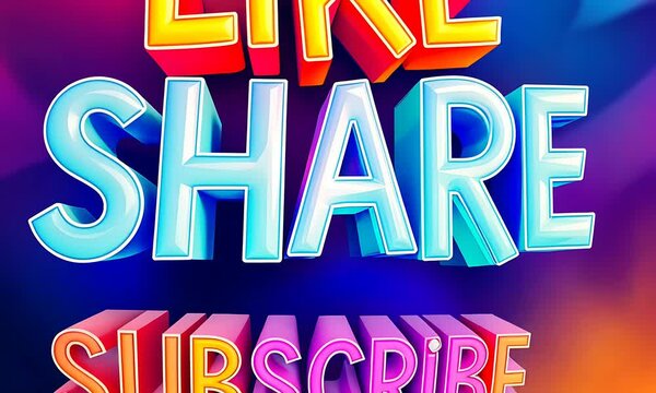 Like Share Subscribe Colorful 3D Text Animation