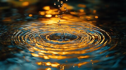 Circular ripples, expanding on a polished surface, soft overhead illumination, shallow depth of field.
