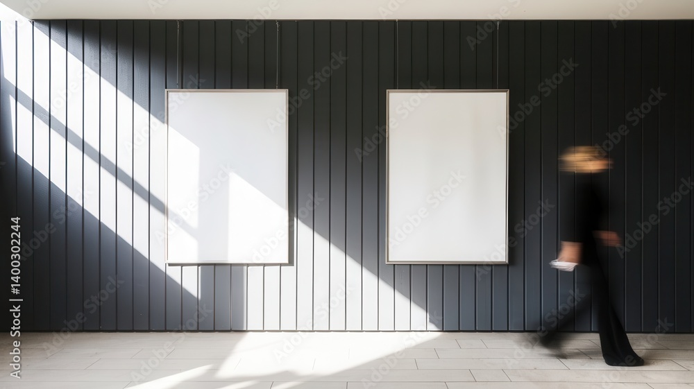 Aufkleber elegant gallery space with minimalist frames and diffused light pattern