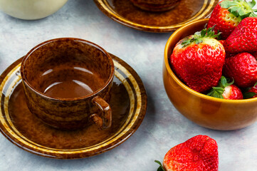 Tea and strawberry, healthy vitamin tea