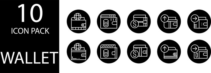 wallet icon design set