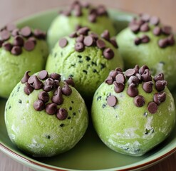 Matcha Chocolate Chip Ice Cream Balls