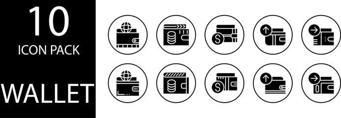 wallet icon design set