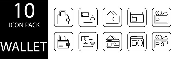 wallet icon design set