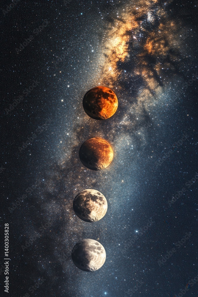 Poster celestial alignment a captivating vertical display of planets against a stunning starry backdrop cos