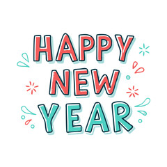 happy new year text icon, happy new year text vector illustration-simple illustration of happy new year text, perfect for happy new year text logos and icons