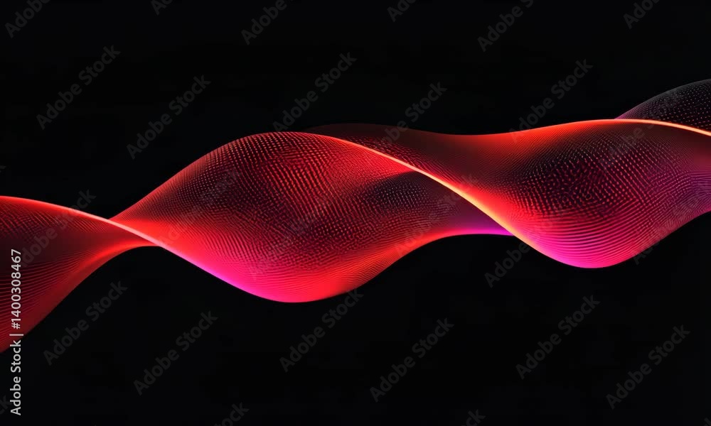 Poster abstract glowing particle wave flowing dynamically on dark backdrop visualization