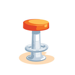 Bright Orange Push Pin on White Background  