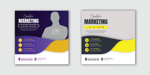 Digital business marketing agency editable social media post and web banner design, promotional advertising template for corporate business marketing agency