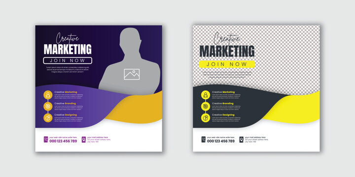 Digital business marketing agency editable social media post and web banner design, promotional advertising template for corporate business marketing agency