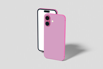 Blank pink smart Phone 16 mockup 