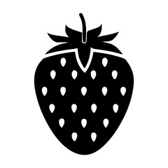 Black Strawberry Icon Isolated on White Background, Simple Berry Symbol for Food Packaging, Logo Design, Nutrition Apps, Minimalist Illustrations, and Healthy Eating Graphics