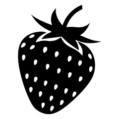 Black Strawberry Icon Isolated on White Background, Simple Berry Symbol for Food Packaging, Logo Design, Nutrition Apps, Minimalist Illustrations, and Healthy Eating Graphics