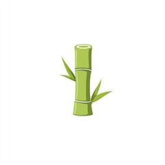 Fototapeta premium Green bamboo stalk with leaves