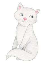 cute watercolor hand drawn cat