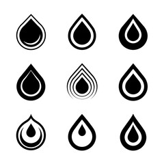 Water Drop Silhouette Vector Bundle Black and White Water Drop Clipart EPS Illustration