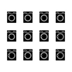 Washing Machine Silhouette Vector Bundle Black and White Washing Machine Clipart EPS Illustration