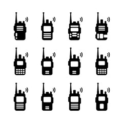 Walkie Talkie Silhouette Vector Bundle Black and White Walkie Talkie Clipart EPS Illustration