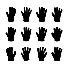 Work Gloves Silhouette Vector Bundle Black and White Work Gloves Clipart EPS Illustration