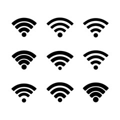 WiFi Signal Silhouette Vector Bundle Black and White WiFi Signal Clipart EPS Illustration