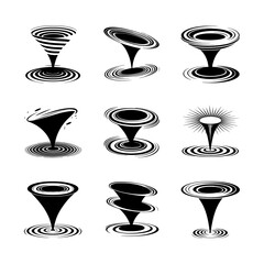 Whirlpool Silhouette Vector Bundle Black and White Whirlpool Clipart EPS Illustration