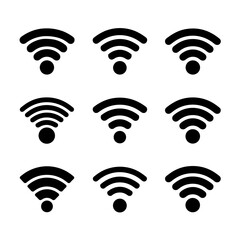 WiFi Signal Silhouette Vector Bundle Black and White WiFi Signal Clipart EPS Illustration