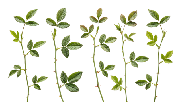 green leaves isolated on transparent background
