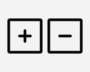 Negative Positive Square Box Outline Line Icon Symbol Add Plus Minus Zoom In Out Scale Up Down Increase Decrease Math Mathematics Vector Sign Graphic