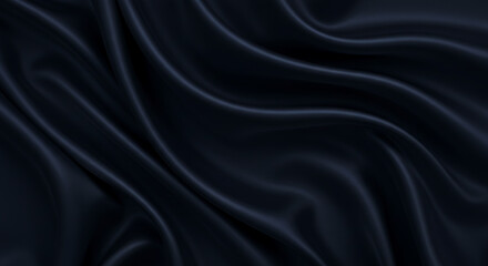 Obraz premium Elegant dark blue fabric featuring a smooth texture and flowing waves, with a silky appearance for a refined design.