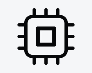 Processor Chip Icon Computer CPU Central Processing Unit Technology Semi Conductor Electronic Circuit System AI Process System Electrical Microchip Nanochip Shape