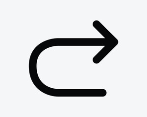 Redo Line Icon Arrow Arrowhead Point Pointer Forward Right Again Circle Circular Repeat Next Rotate Rotation Around Round Sign Symbol Vector Navigation