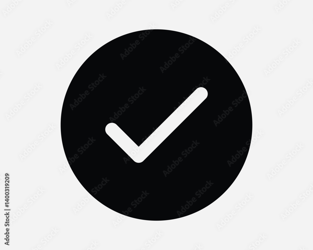 Poster tick checkmark correct round solid sign verified circle symbol right choice vote select selection ye