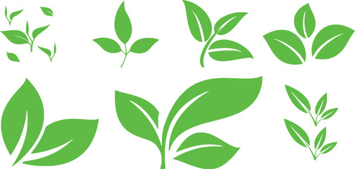 Green Leaf Icon in Flat Style, Nature Symbol, Eco-Friendly Design