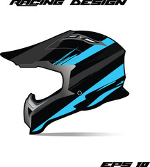 Stylish black and blue racing helmet design showcasing aerodynamic features and sleek lines