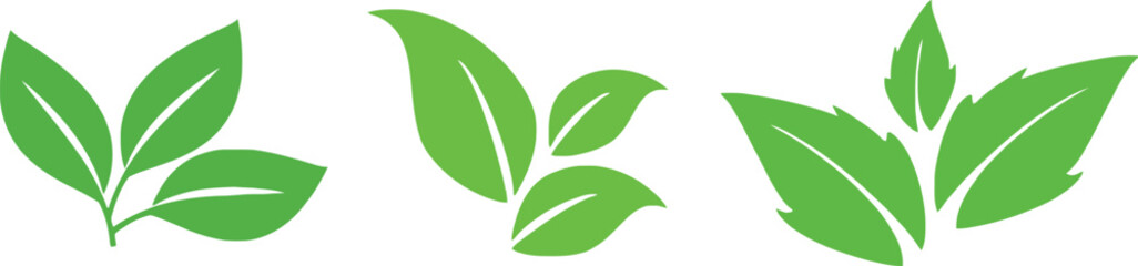 Green Leaf Icon in Flat Style on White Background – Nature Leaf Vector Illustration