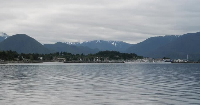 Sitka Channel, John O'Connell Bridge and ANB Harbor in Sitka, Alaska.