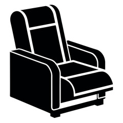 black and white illustration of a modern recliner chair.