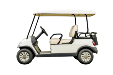 PNG image of a modern golf cart with roof perfectly isolated on a white background
