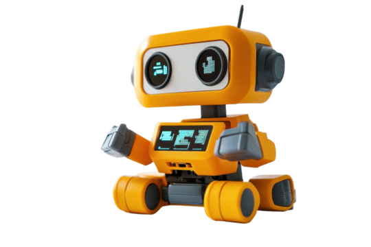 PNG image of a coding robot for kids education perfectly isolated on white background