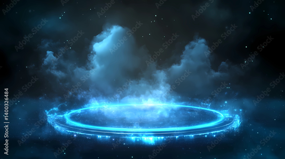 Wall mural digital informational technology web futuristic hologram with cloud,
